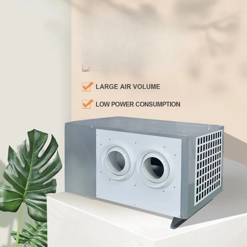 Energy-efficient industrial cooling: split air conditioning with scroll compressor, housing AC, and solar options