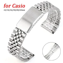 12mm 14mm 16mm 18mm 20mm 22mm Strainless Steel Strap for Seiko for Casio Folding Buckle Metal Watch Band Universal Bracelet