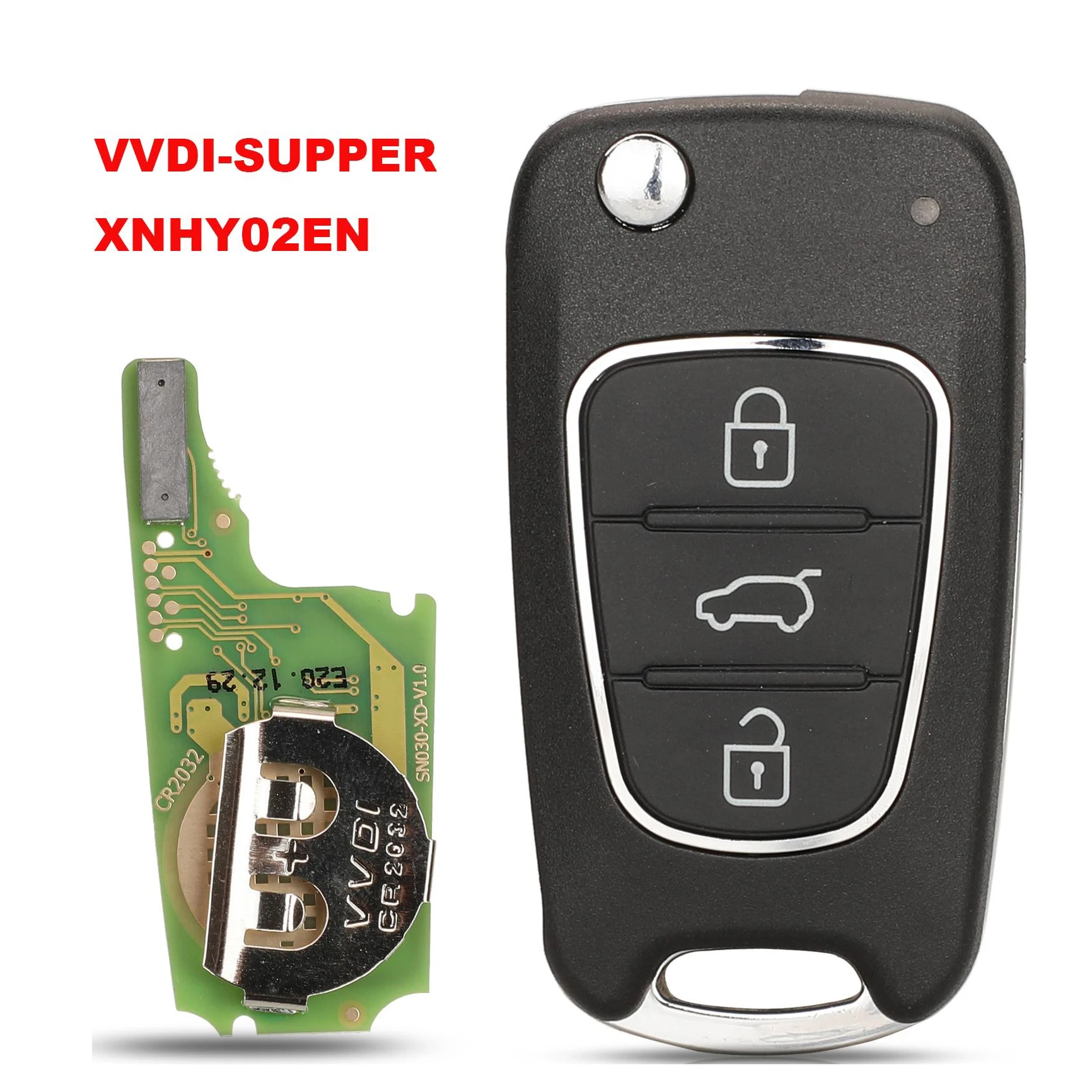 

jingyuqin XNHY02EN XHORSE Wireless Universal Remote Car Key For HYUNDAI Flip 3 Buttons Remotes For VVDI Key Tool English Version