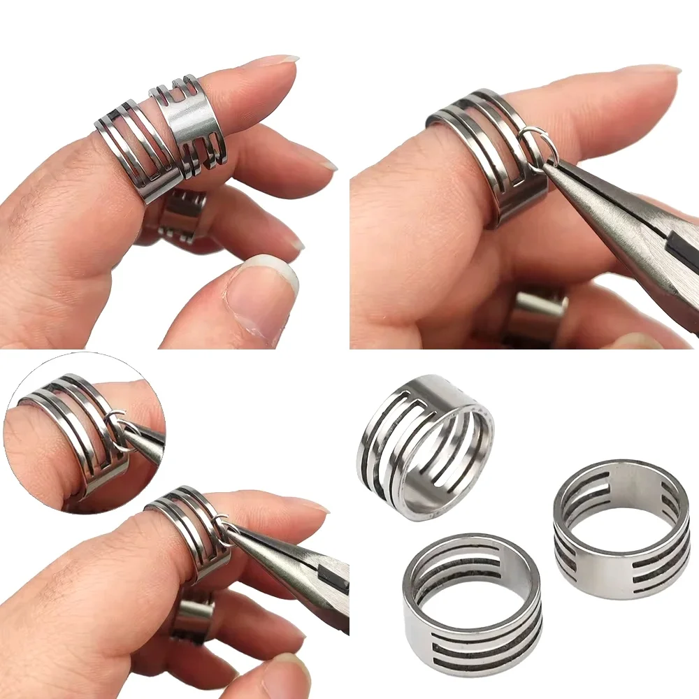FTCY 1/2/4PCS Stainless Steel Ring Opener Split Jump Rings For DIY Jewelry Making Tool Opening And Closing Finger Jewelry Tools