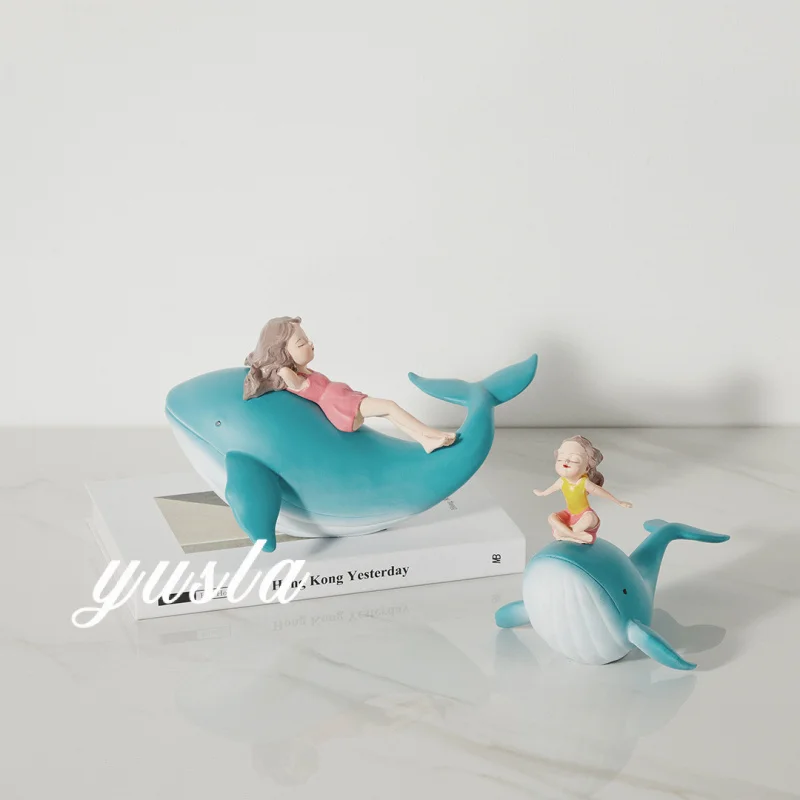 Cute cartoon whale resin decoration for the doorway, children's room, TV cabinet, model room, display window, and entryway