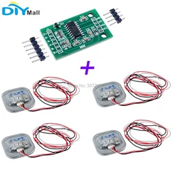 4pcs 50KG Human Scale Body Load Cell Resistance Half-bridge Strain Weight Sensor + 1pcs HX711 AD Weighing Module