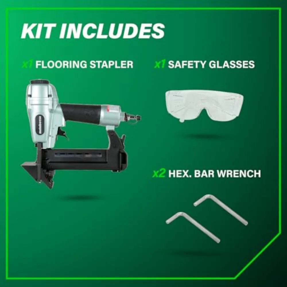 Grapadora neumática profesional para suelos de madera dura de calibre 18 con grapas 1/4