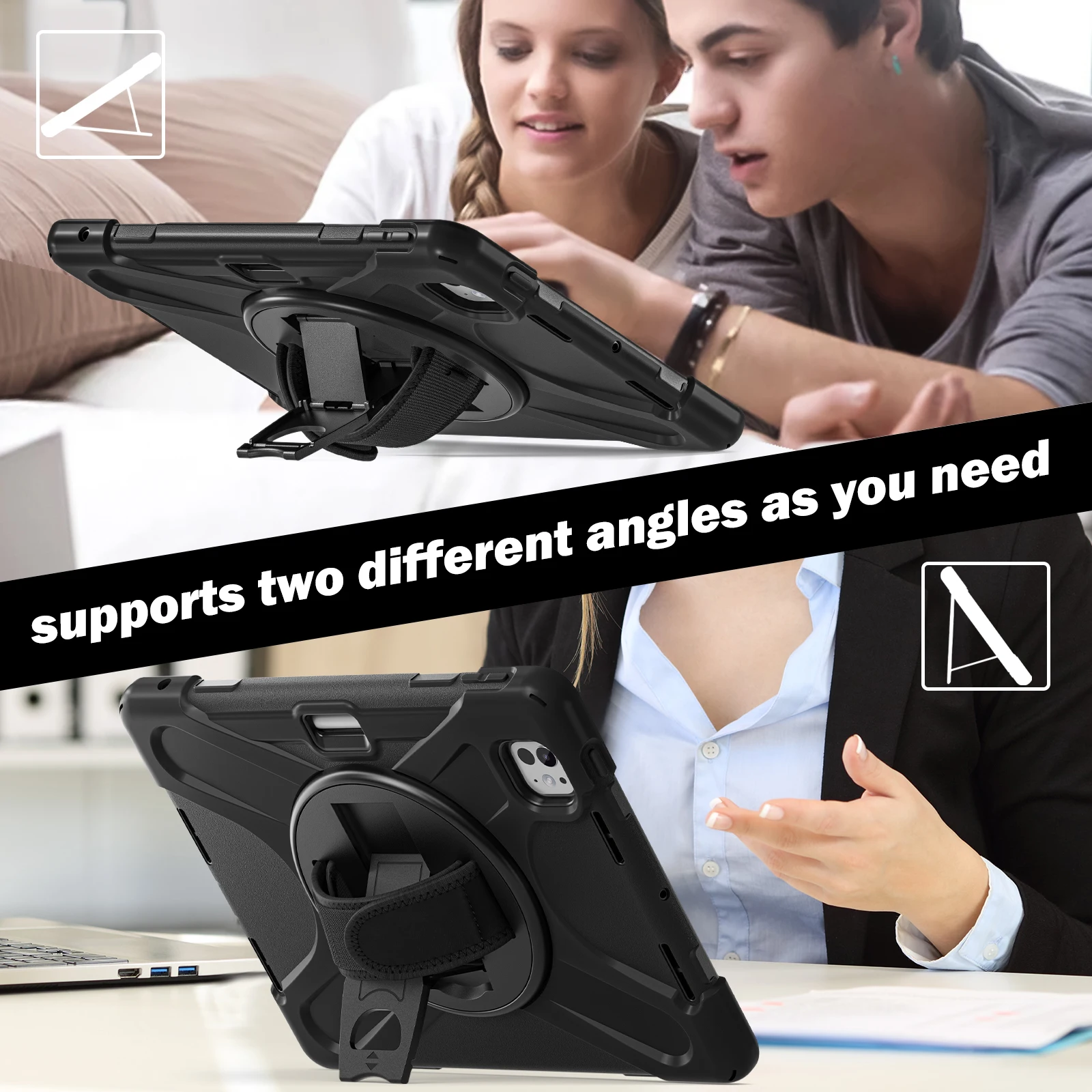 LFOIQN Kids Case for iPad Air 11 13 inch M4 2026 M3 M2 Funda iPad Pro 11 12.9 13" Air 4 5 6 Mini 6 7 A17 Pro Tablet Stand Cover 6
