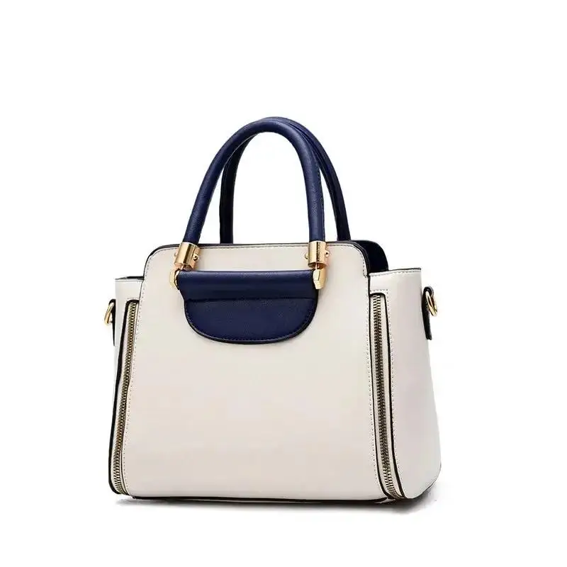 

Fashion Color Contrast Handbag - Stitching Striped Crossbody Purse Women Elegant Office Work Shoulder Bag Stylish