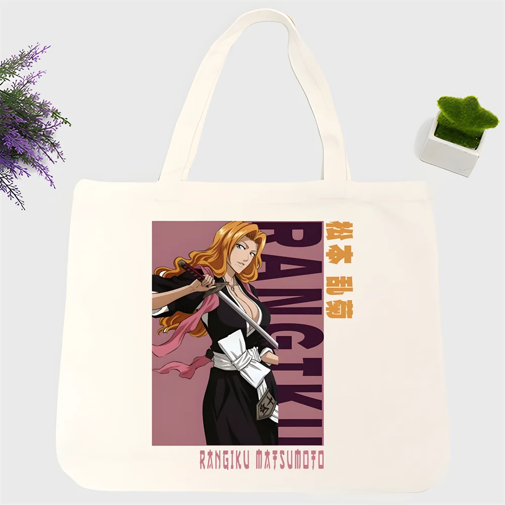 Bleach Kurosaki Ichigo Manga Japanese Anime Women Handbags Canvas Tote Shopping Bags Reusable Shopping Bag Eco Foldable