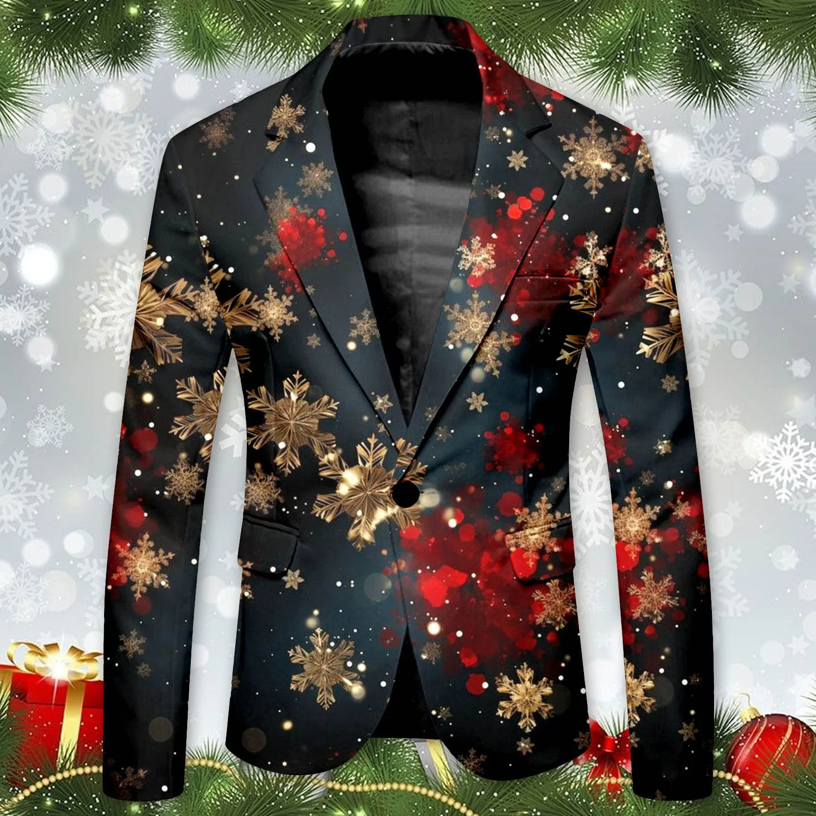 Men Christmas Printed Trendy Suit For Business And Foreign Trade Loose And Comfortable Fashionable Jacket Men's xmas clothing