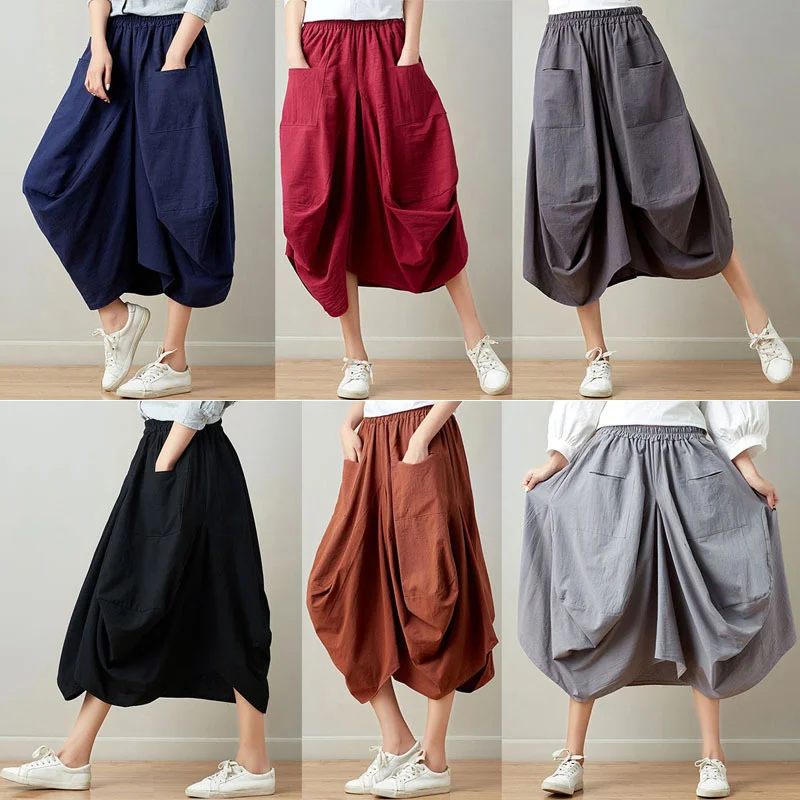 

Baggy Harem Pants Women Causal Hippie Joggers Loose Indian Lantern Wide Leg Skirt Pants Ethnic India Pakistan Clothing Female