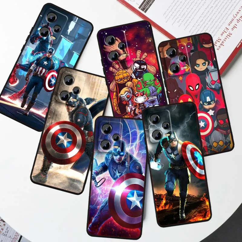 

C-Captains A-Americas Anime For Xiaomi Redmi Note 15 14 13 12 12S 11E 11 11S Pro Plus 4G 5G Black Soft TPU Cover