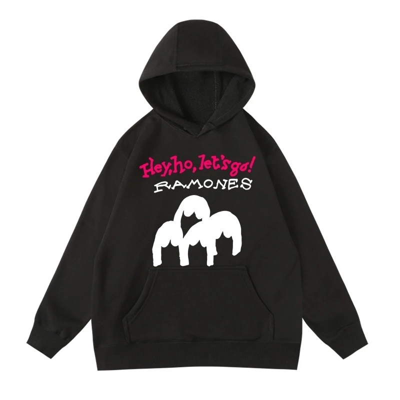 Ramones Hey Ho Let's Go هوديي الرجال النساء طويلة الأكمام البلوز ريترو روك باند البلوز الشارع الشهير Y2k القمم الرجال هوديس #1