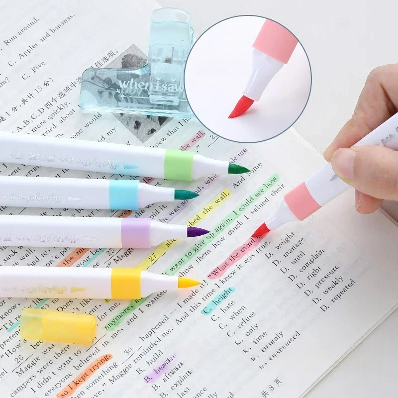 

6 Colors Pastel Highlighters Set Soft Tip DIY Journal Pens Study Note Taking Drawing Doodling Quick Dry Eye-friendly Markers