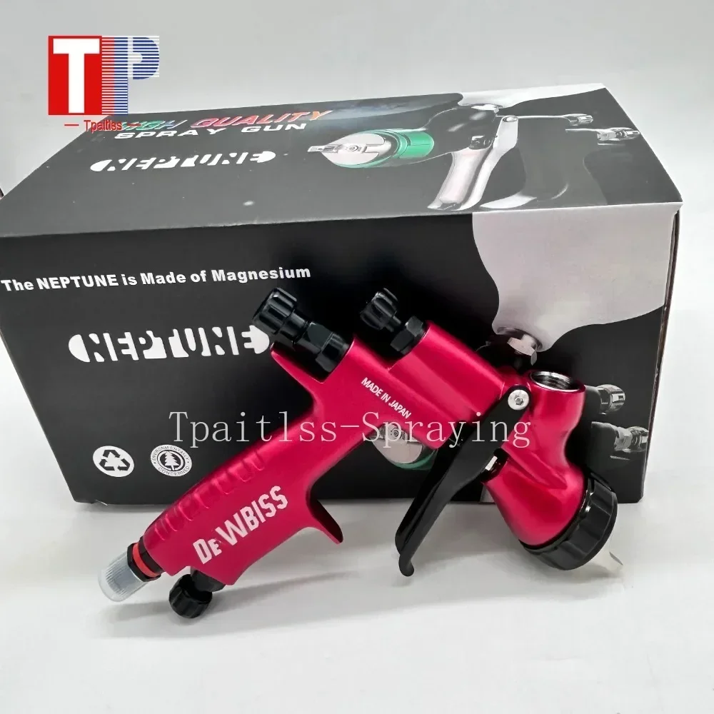 

Tpaitlss Neptune Red Red 110B Car Spray Gun HVLP with 600ml Mixing Cup and 1.3mm Nozzle Water Based Air Spray Gun Airbrush