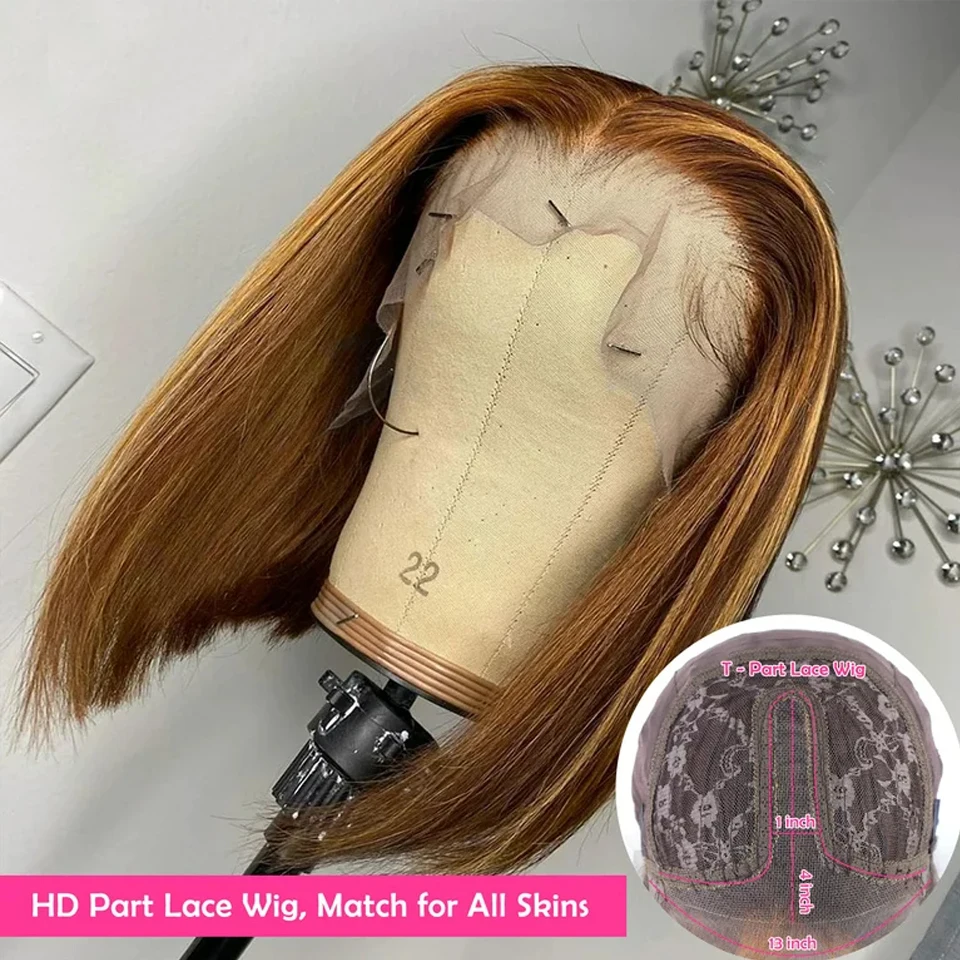 Perruque Bob Lace Front Brésilienne Naturelle, Cheveux Lisses, Coupe Courte, Blond 613, Rose, Densité 180%, Bon Marché, pour Femme Africaine