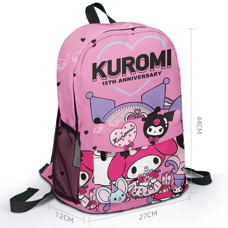 Sanrio kuromi mochila escolar olá kitty kawaii bookbag pequeno diabo animação dos desenhos animados lona ao ar livre anime mochila