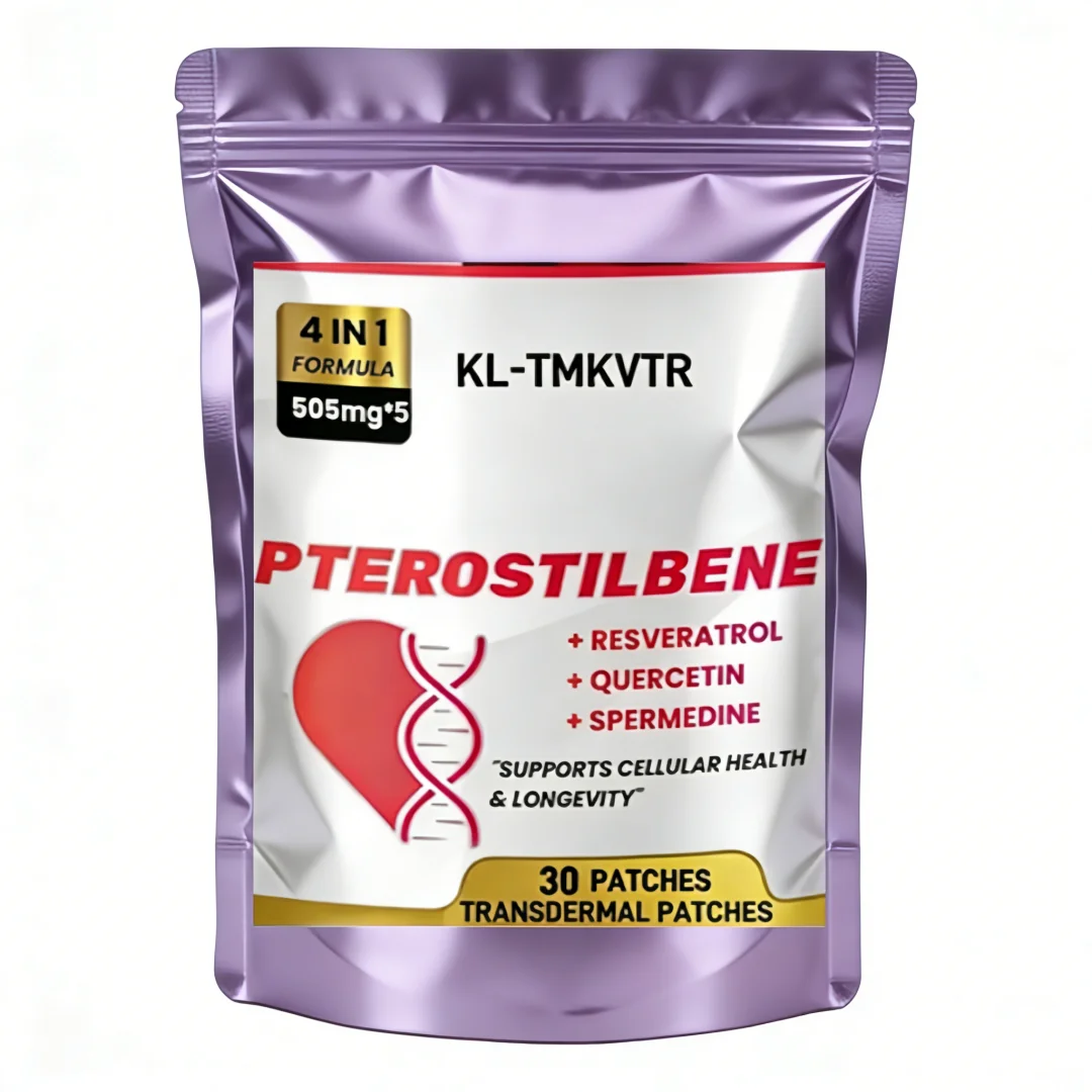 30 Patches Pterostilbene Transdermal Patches Blend with Trans-Resveratrol, Quercetin, Spermidine Support Cellular Health