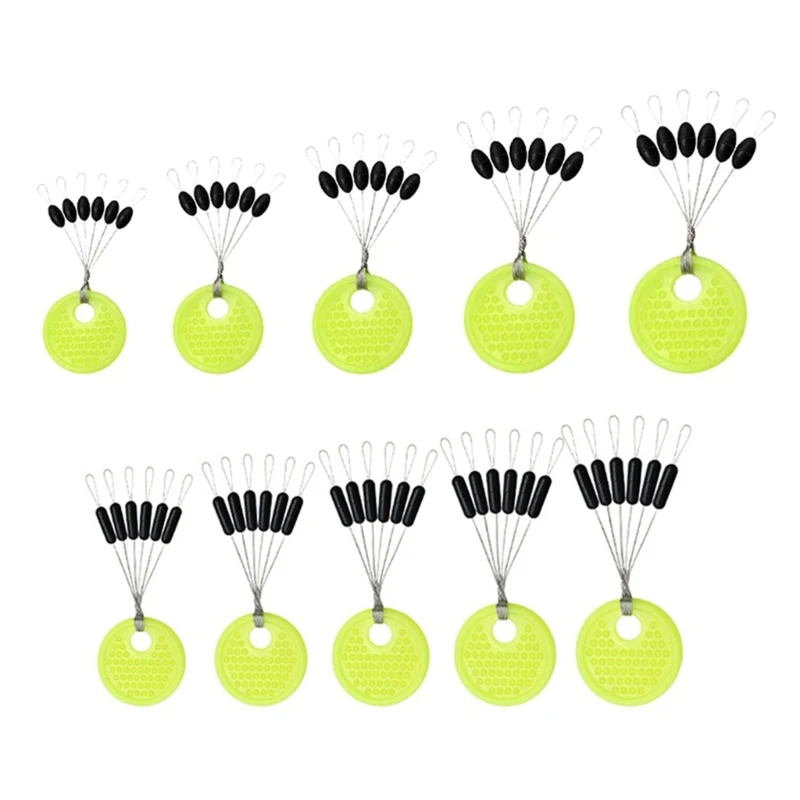 10Grop Rubber Fishing Float Bobber Stopper Oval/Cylinder Float Sinkers Stops Dropship