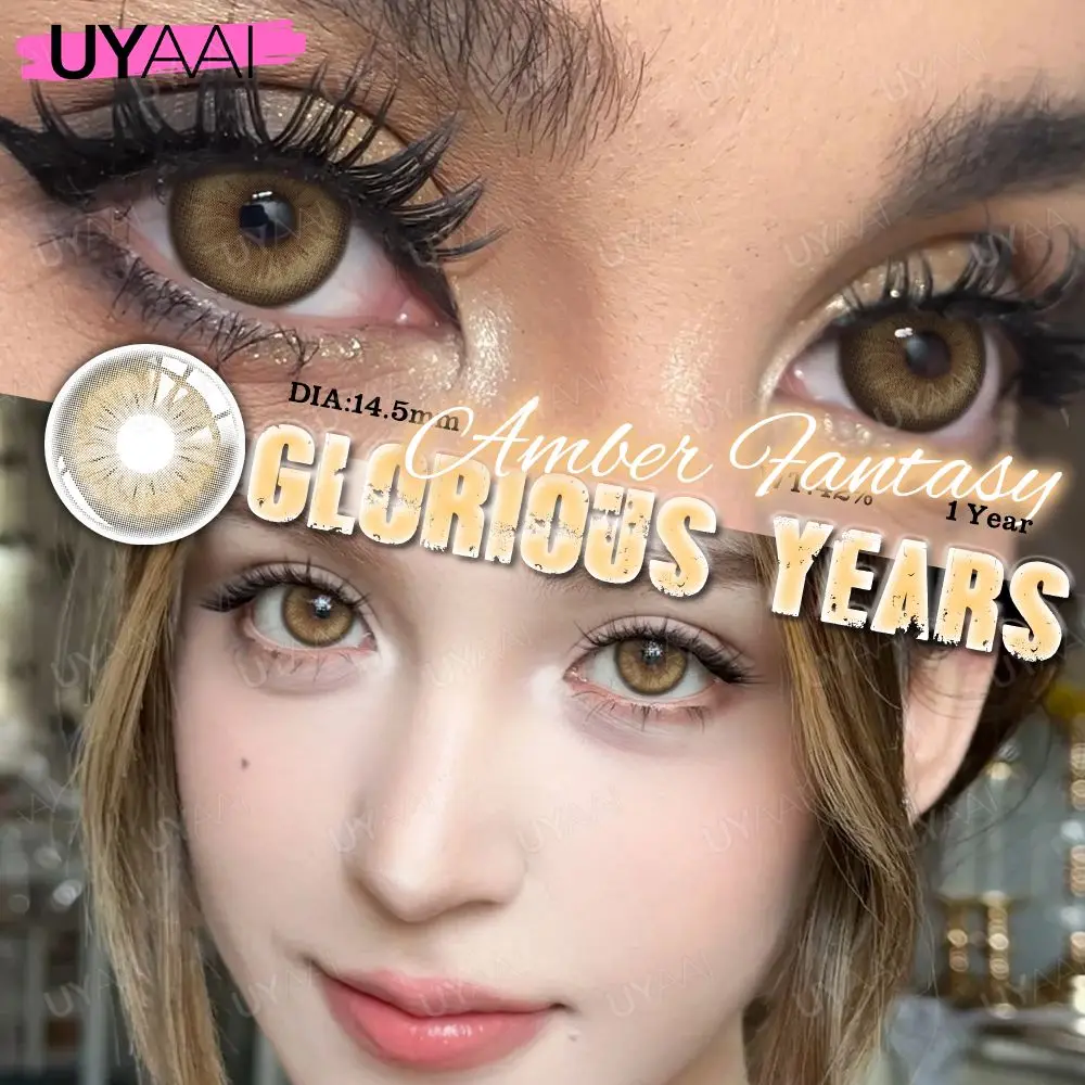 Uyai 1 par de lentes de contato da moda, maquiagem, beleza, lentes macias, olhos marrons, conforto anual, saúde, olhos verdes, contatos naturais quentes