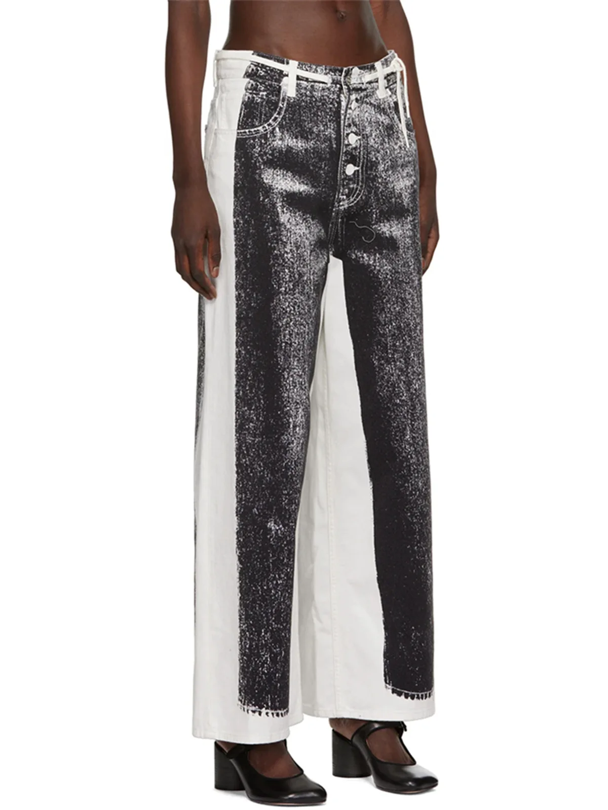Casual Pants for Women Spring and Summer New Niche Fashion Three-dimensional Printed Jeans High Waisted Loose Wide-leg Pants
