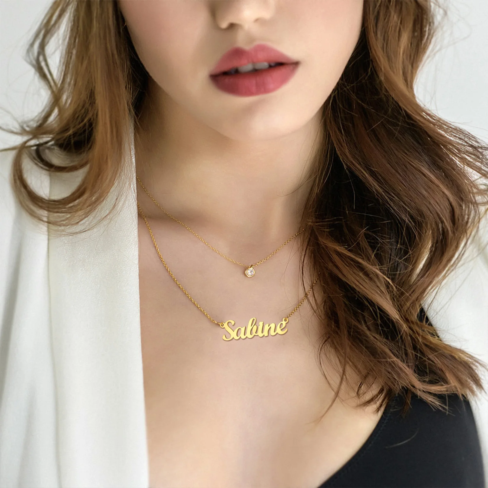 U7 925 Sterling Silver Personalized 1-5 Names Necklace Straight Curved Type Custom Birthday Jewelry Gift for Women BFF Lover