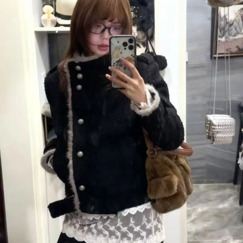 

2026 American Vintage Faux Fur Overcoats Hooded Coats Women Casual Y2k Autumn Cardigan Jackets 2000s Harajuku Sweatshirts