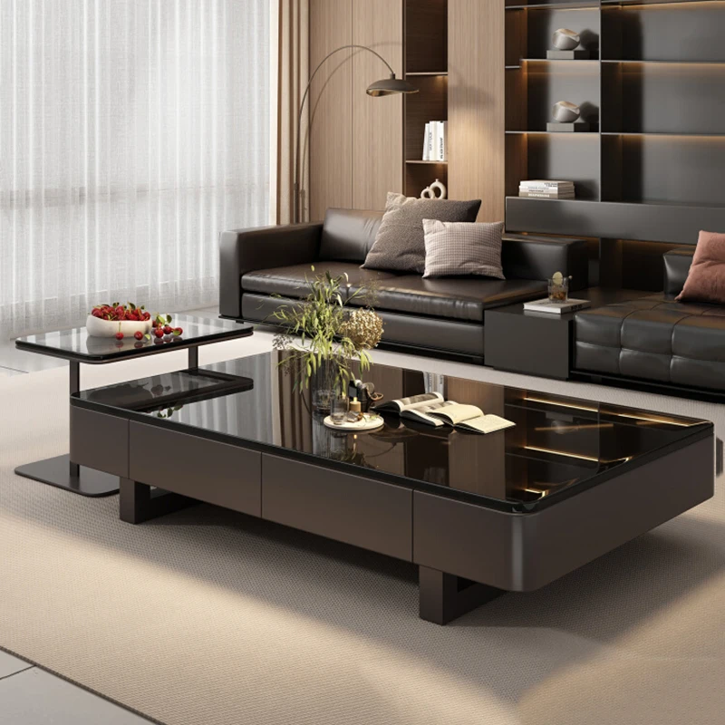 

Wood Italian Coffee Table Living Room Luxury Simple Minimalist Side Table Storage Drawers Mesa Auxiliar Living Room Furniture