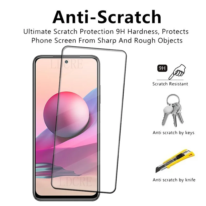 Funda de vidrio templado para Xiaomi Redmi Note 10S, cubierta completa con pegamento 9H, Protector de pantalla, 6,43 ", 4 unidades