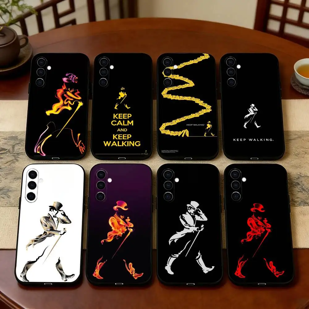 r-Retro J-Johnnie W-Walker Phone Case For Samsung Galaxy A73,A72,A71,A70,A53,A52,A51,Soft Silicone Black Cover