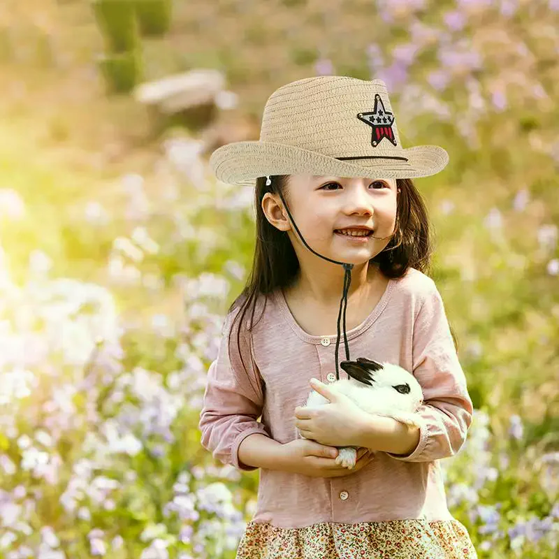 Boys Girls Cowboy Hat Wide Brim Sun Hat Adjustable Outdoor Fedora for Ranch Riding Fishing Hiking Camping