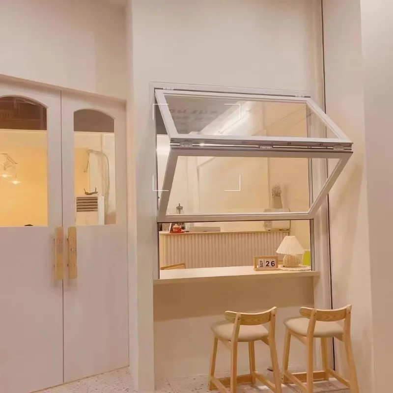 Custom Coffee Shop Bar Counter Folding Window - Aluminum Alloy Lift-up Window with Support Rod Offering Panoramic Views