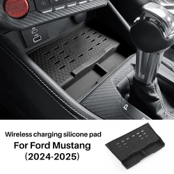 For Ford Mustang S650 GT 2024 Silicone Wireless Charging Pad Non-Slip Protect Mat Dust-Proof Charger LHD RHD Car Accessories