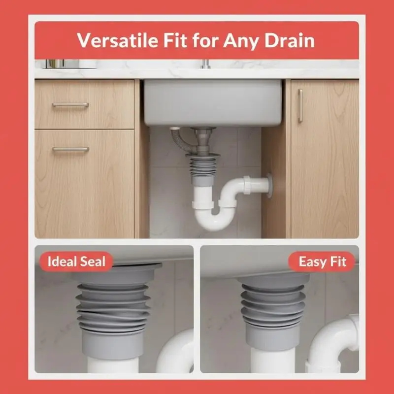 Silicone Bathroom Sewer Seal Ring Kitchen Sink Sewer Pipe Plug Washing Machine Anti-odor Leakage Floor Drain Seal Connector Plug