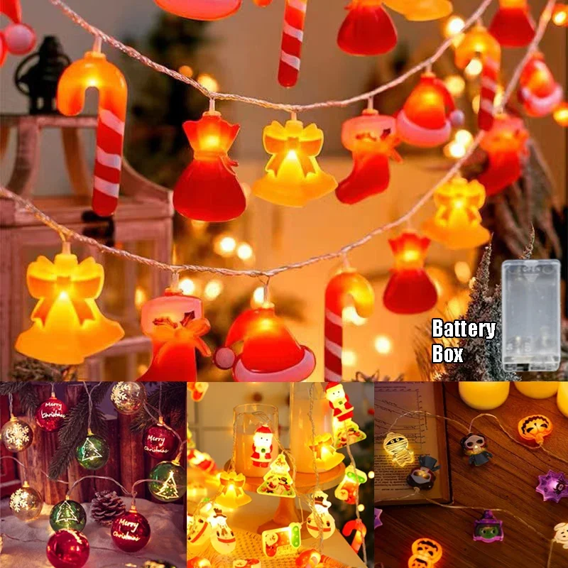 10 LED 1.5m Christmas Helloween Lights String Multicolor Globe Battery Operated String Lights for Christmas Tree Room Decoration