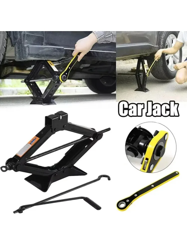 Cric de voiture 08T 1T 2T, cric à ciseaux Portable, manivelle, économie de travail pour le changement de pneus, réparation de véhicule, outil de levage de voiture SUV Van