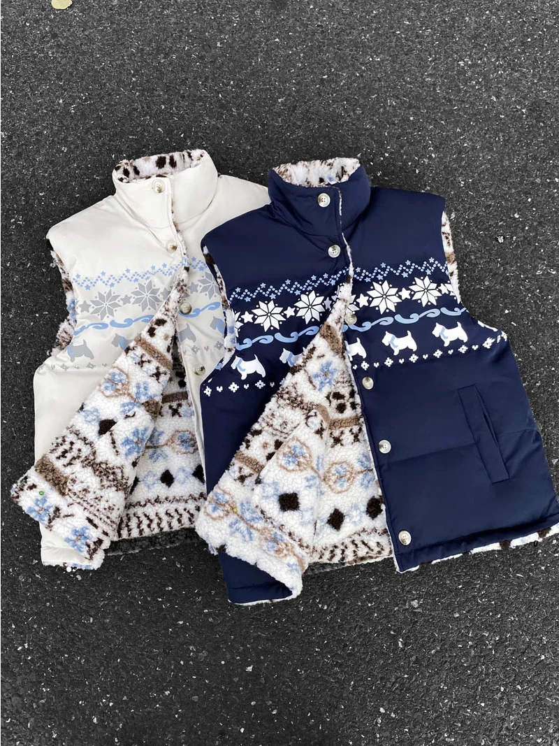 

Двусторонняя утепленная куртка-жилет из овечьего флиса для мужчин, зимняя, с воротником-стойкой, теплая, в американском стиле, из утолщенного хлопка, верхняя одежда