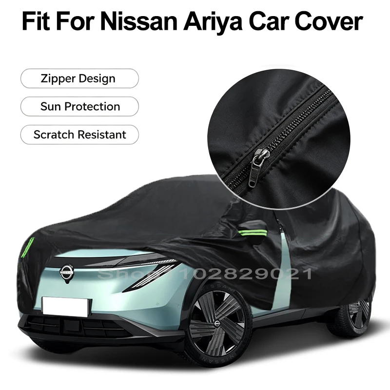 Zipper Door Waterproof Car Cover For Nissan Ariya Windproof Dustproof UV Protection All Weather Auto Protector