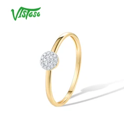 VISTOSO Pure 14K 585 Yellow Gold Sparkling Diamond Dainty Round Cirle Ring For Women Anniversary Trendy Fine Jewelry
