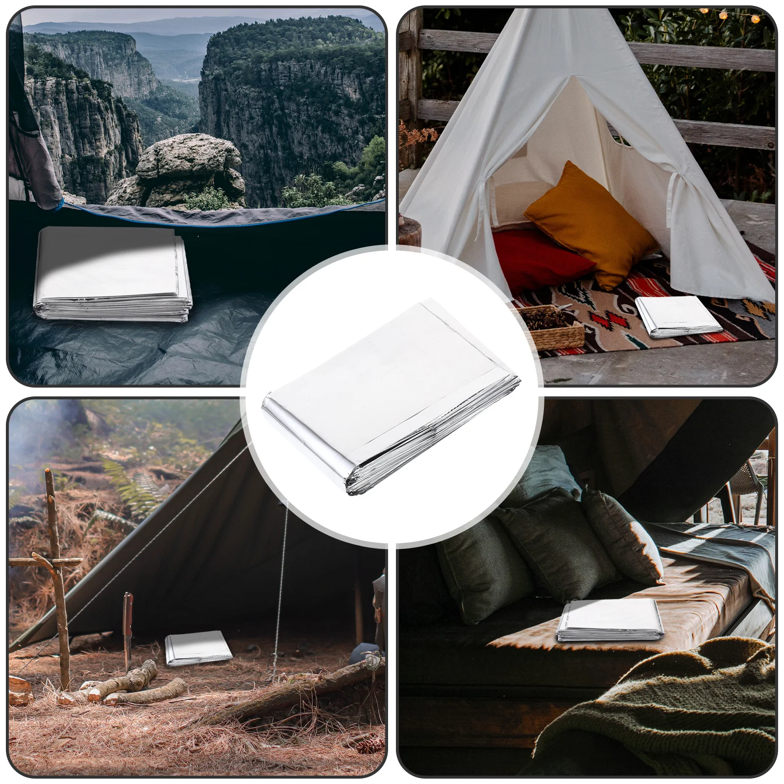 2pcs 210X130Cm Polyester Film Covered Foil Emergency Blanket Foldable Heat Reflective Survival Warm Tool For Outdoor Camping