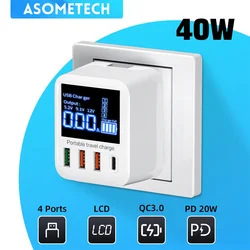 40W Quick Charge USB Charger Wall Travel Phone Adapter Fast Charger PD QC USB C Charger For iPhone 13 12 Xiaomi Huawei Samsung