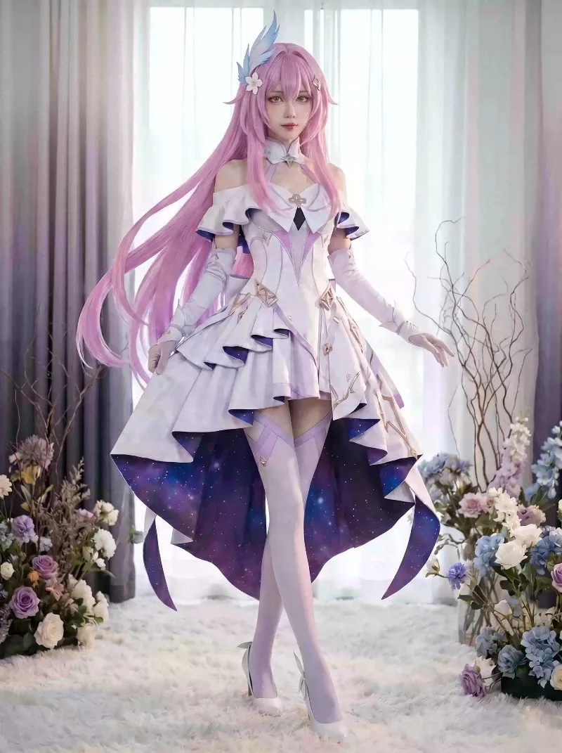 Anime Wuthering Waves Aemeath Cosplay Costume Women's Elegant Concert Dress Halloween Carnival New Uniform Socks Headwear Props view 2