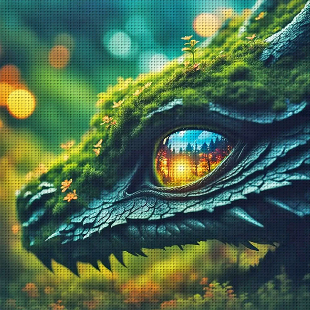 

1PC 46X46cm/18.11X18.11inch,11CT print cross stitch DIY kit,Forest Earth Dragon,adult beginner's relaxed cross stitch stitch set