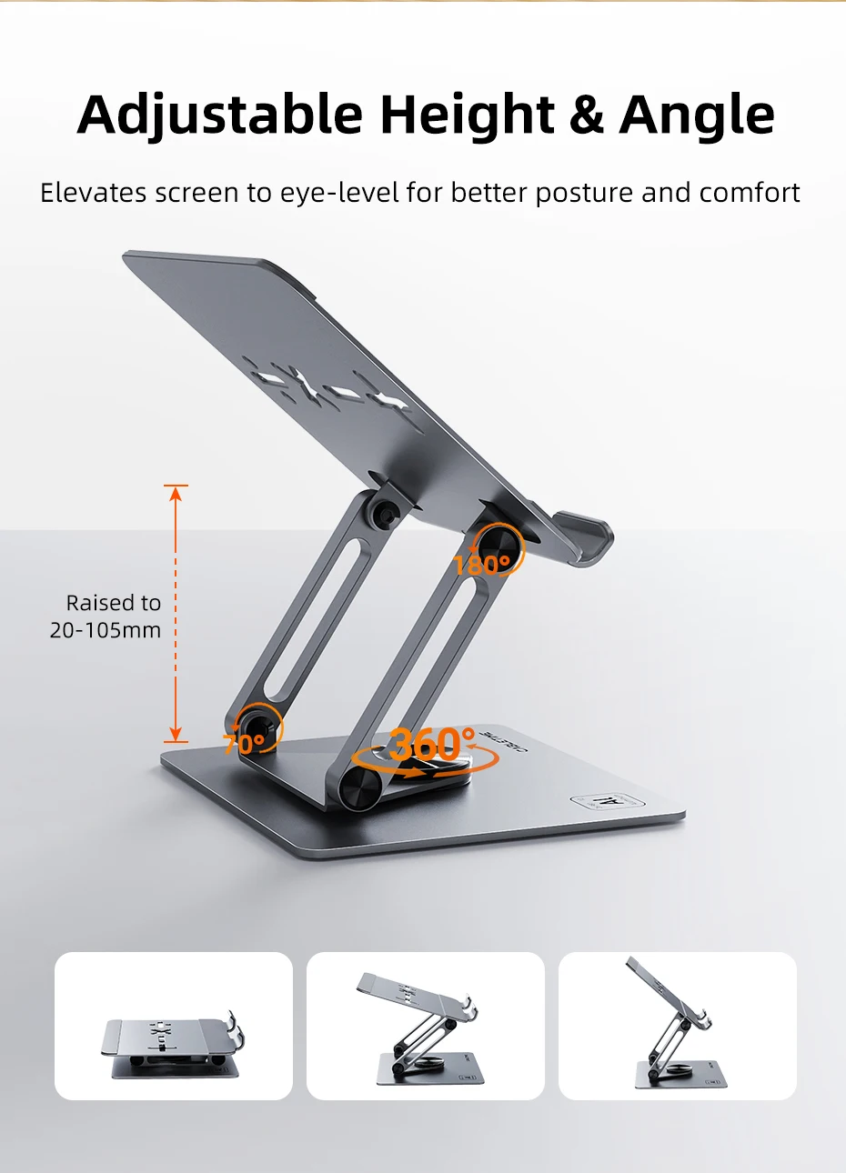 CABLETIME 360° ° Rotation Tablet Ständer für iPad Einstellbare Aluminium Faltbare Desktop Ständer Halter Für Ipad Pro/Air/Mini Schalter2 1 – Detail 5