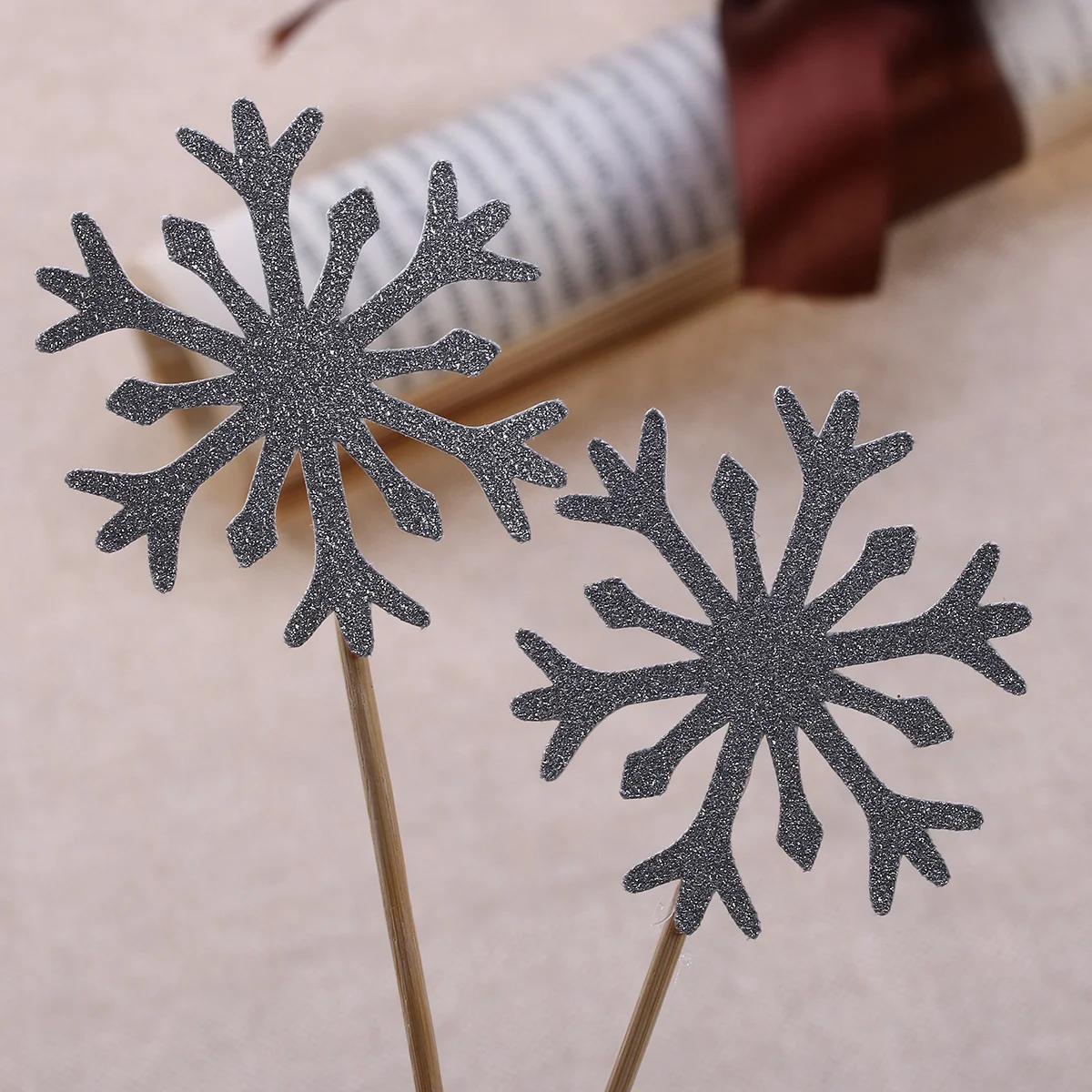 60 Pcs Snowflake Cake Decorations Cupcake Picks Wedding Toppers for Special Occasions Glitter Non-edible