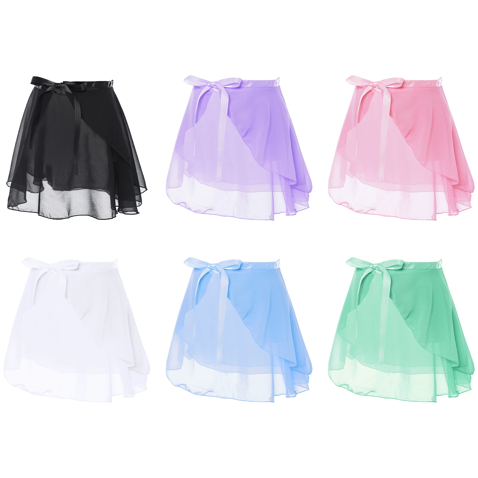 Crianças meninas ballet saia dança básica clássico chiffon mini pull-on envoltório saia crianças dança prática roupas dança gaze saia