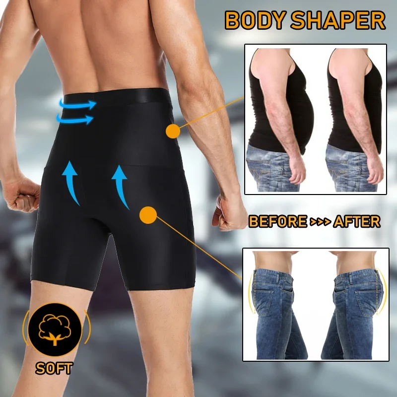 Men Body Shaper High Waist Tummy Control Shorts Slimming Shapewear Abdomen Compression Panties Fitness Boxer Briefs Underwear