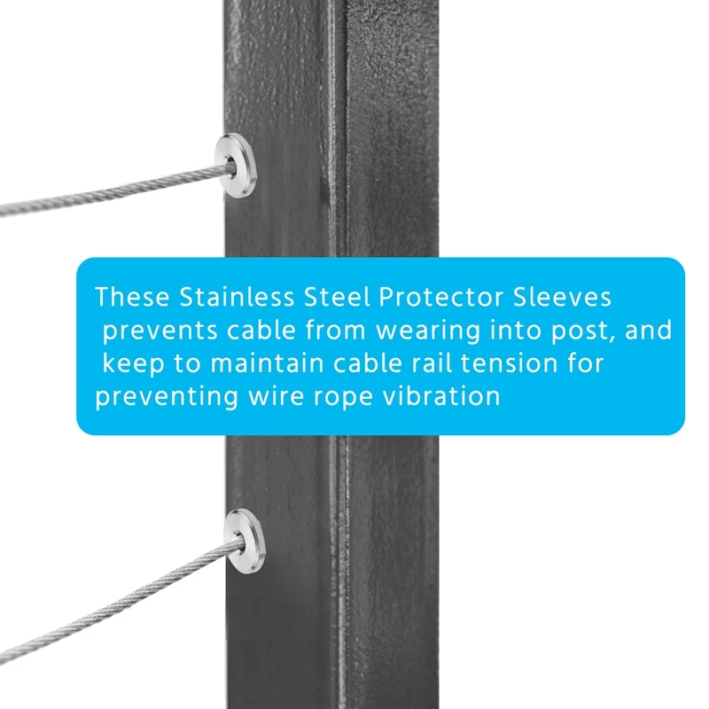 A63K-40 Pack T316 Stainless Steel Protector Sleeves For 1/8 Inch Wire Rope Cable Railing DIY Balustrade With 1Pc Drill Bit