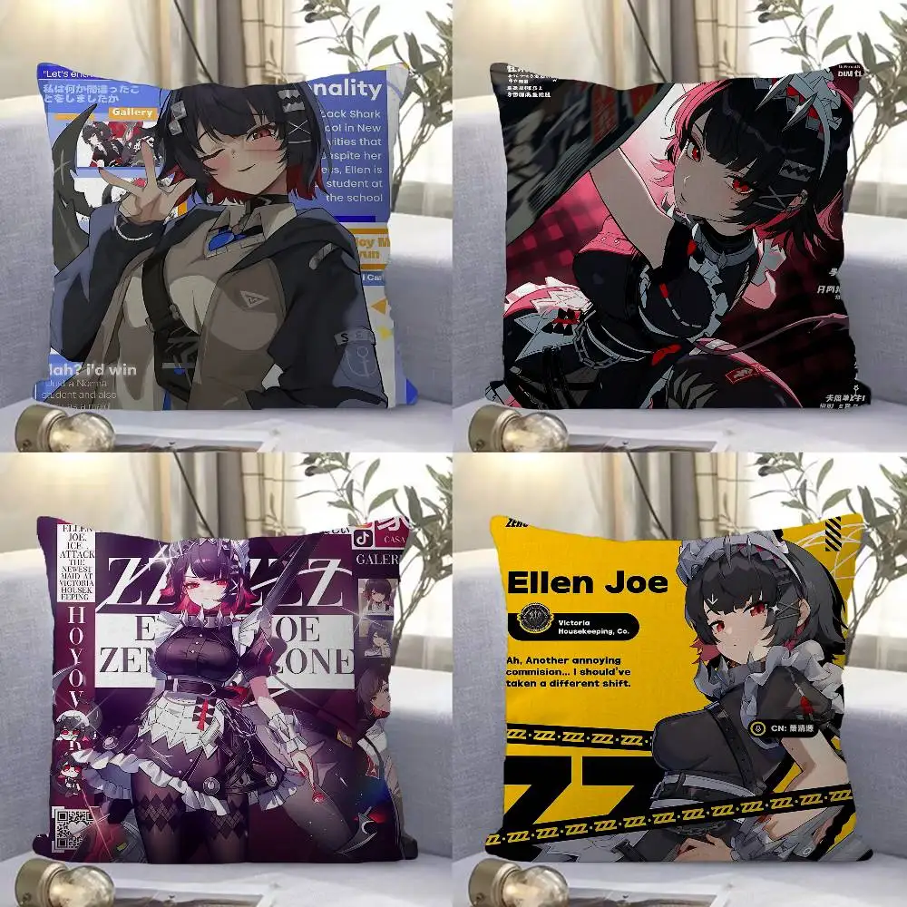 ZZZ Ellen Joe Game Zenless Zone Zero Cushion Cover Car Throw Pillow Case For Sofa Car Christmas Gift 40x40cm 45x45cm
