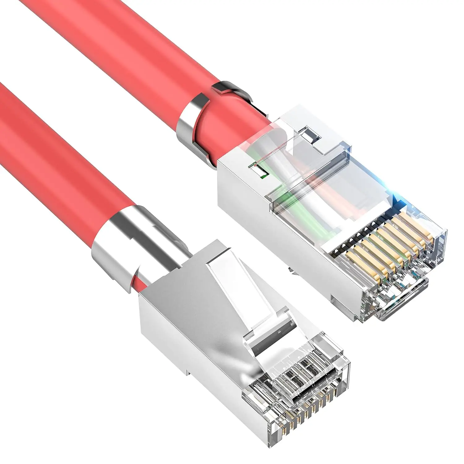 ZoeRax 50-pack afgeschermde RJ45 Cat7 Cat6A doorvoerconnectoren - 3-polige 8P8C 50U vergulde 2-delige Ethernet-kabelstekker