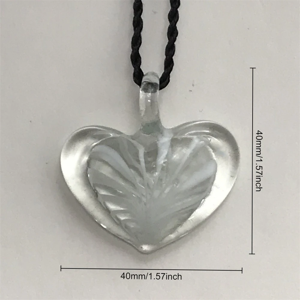 New Handmade Women\'s Murano Lampwork Glass Transparent Double-Layer Heart Pendant Fit Necklace Jewelry Gifts