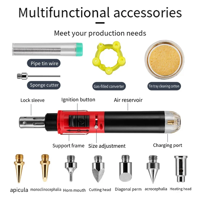 AB42-Portable Electric Soldering Iron Set Self-Ignite Instant Start Adjustable Flame Control Welding Tools