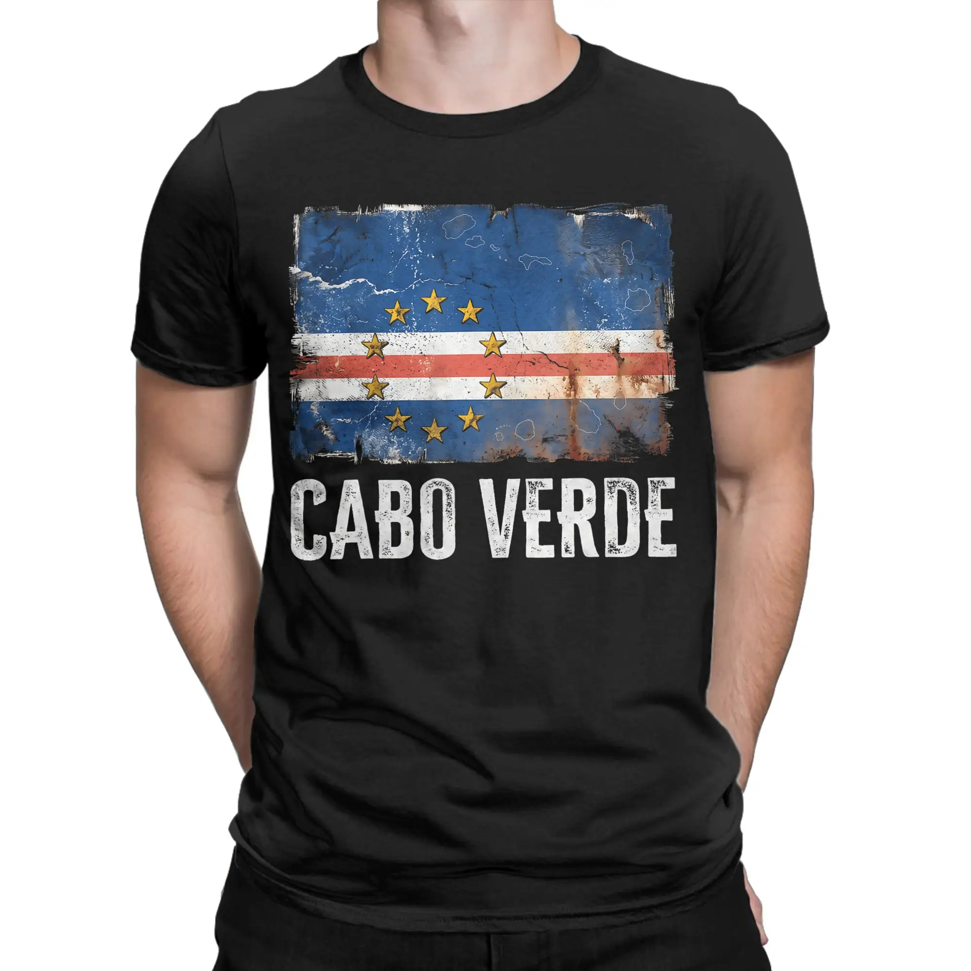 Vintage T-Shirt Cabo Verde Flag T-Shirts  Novelty Tee Shirt for Men Summer Y2K Classic Design Short Sleeve Tops